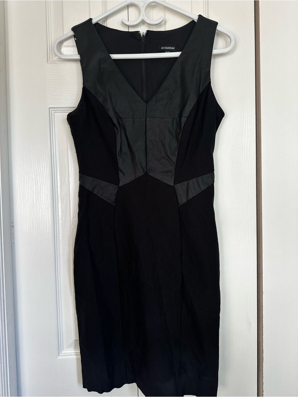 le chateau Black Paneled V-Neck Sheath Dress #56